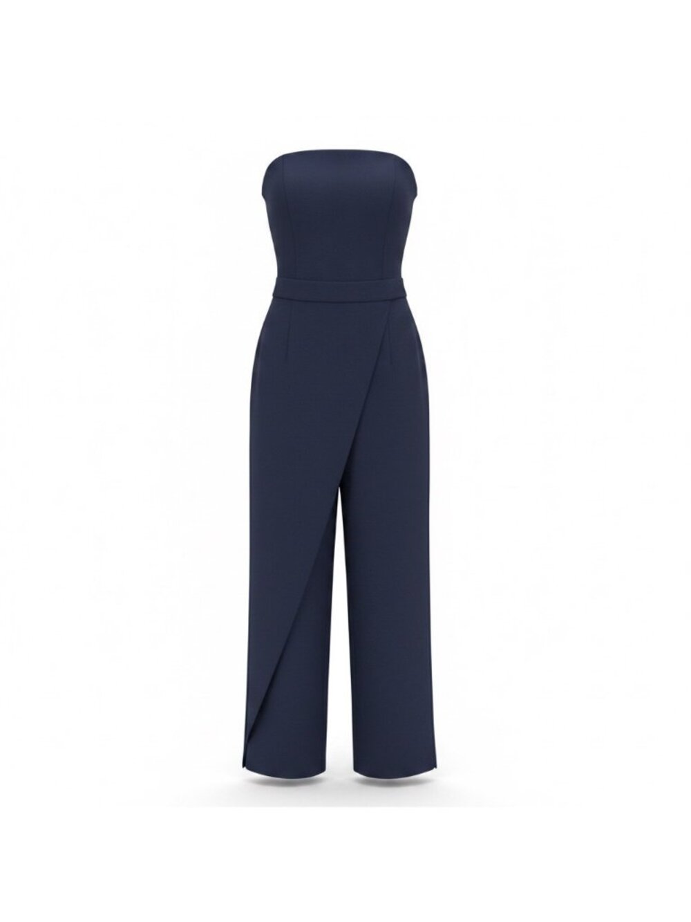 Zara Women’s Navy Strapless Jumpsuit Elegant Wide-Leg Vietnam Made Sz M
